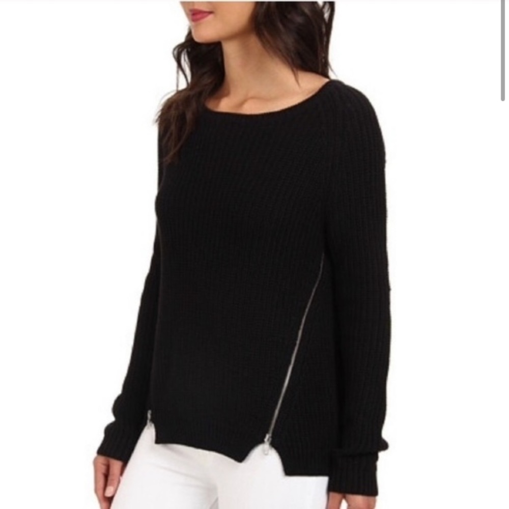 EUC French Connection zipper sweater black pullover XS
